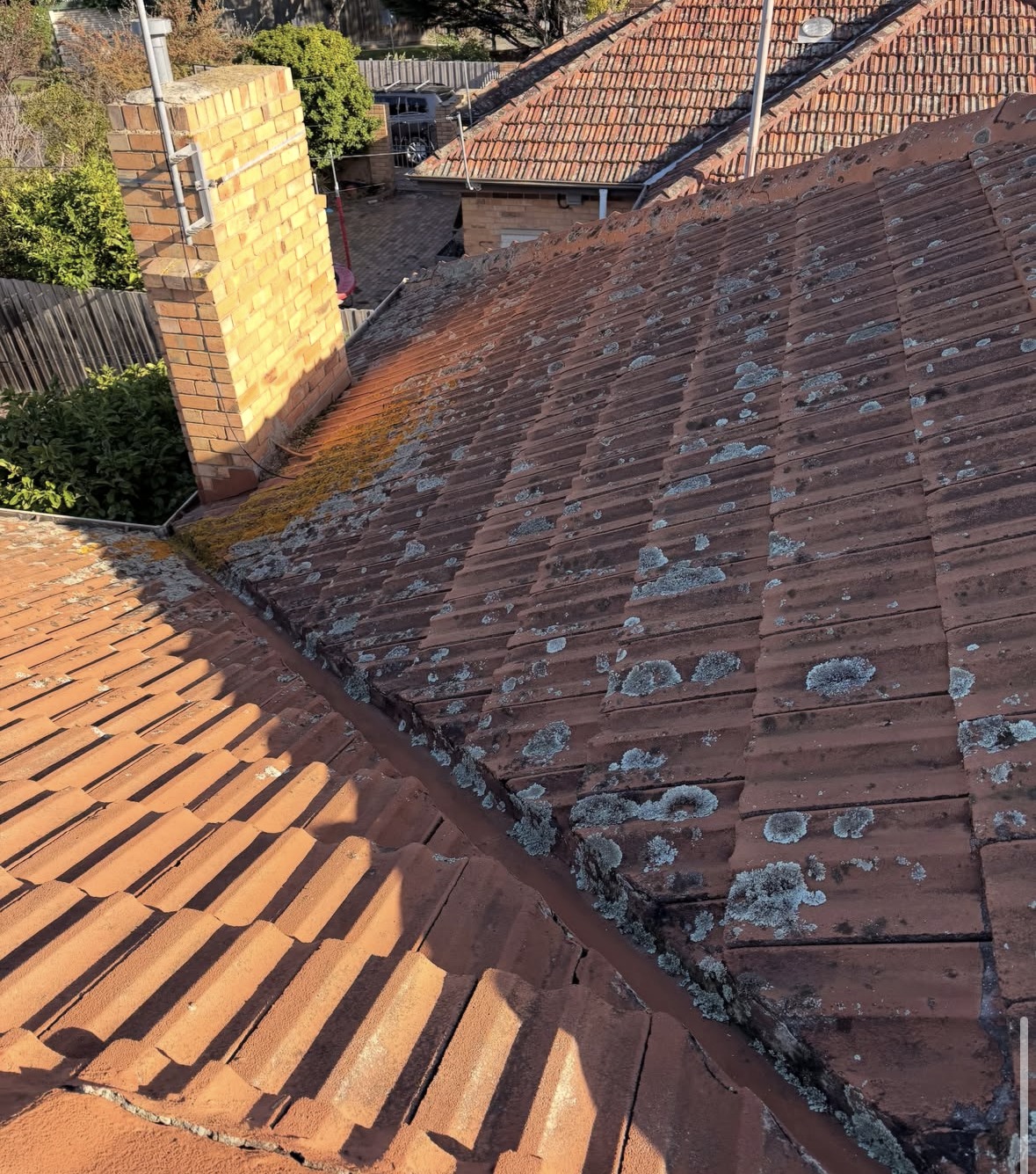The original weathered terracotta roof in Hampton East